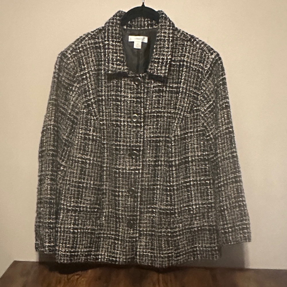 CJ Banks Black and White Tweed Blazer